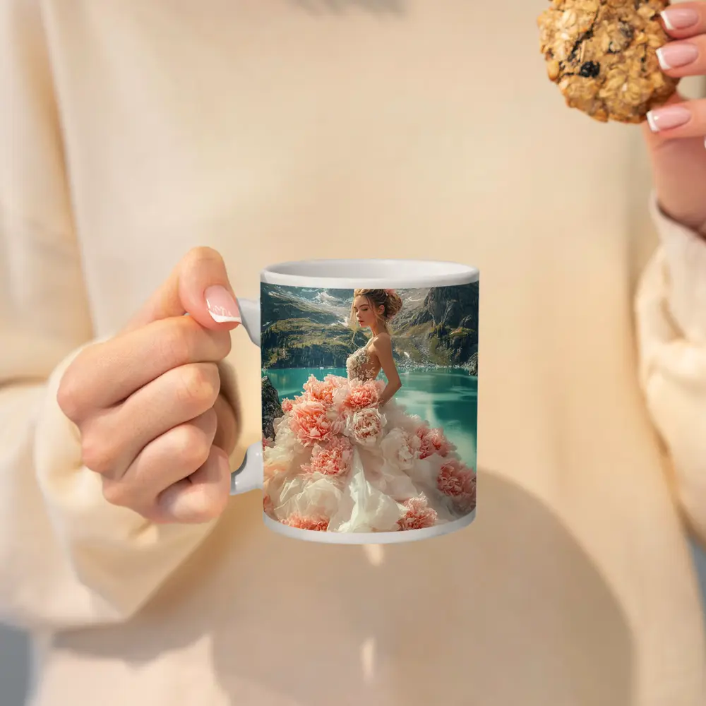 Woman Peony Gown Mountain Lake Fantasy – Mugs