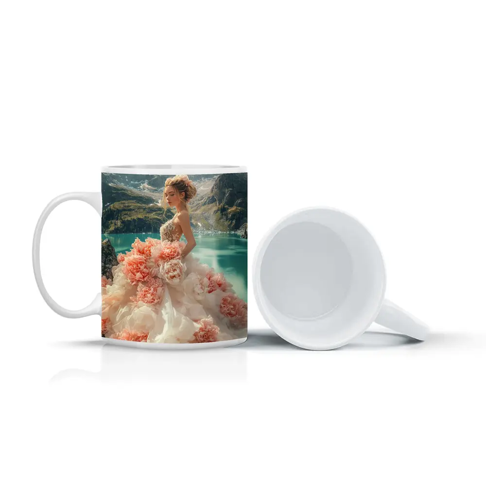 Woman Peony Gown Mountain Lake Fantasy – Mugs