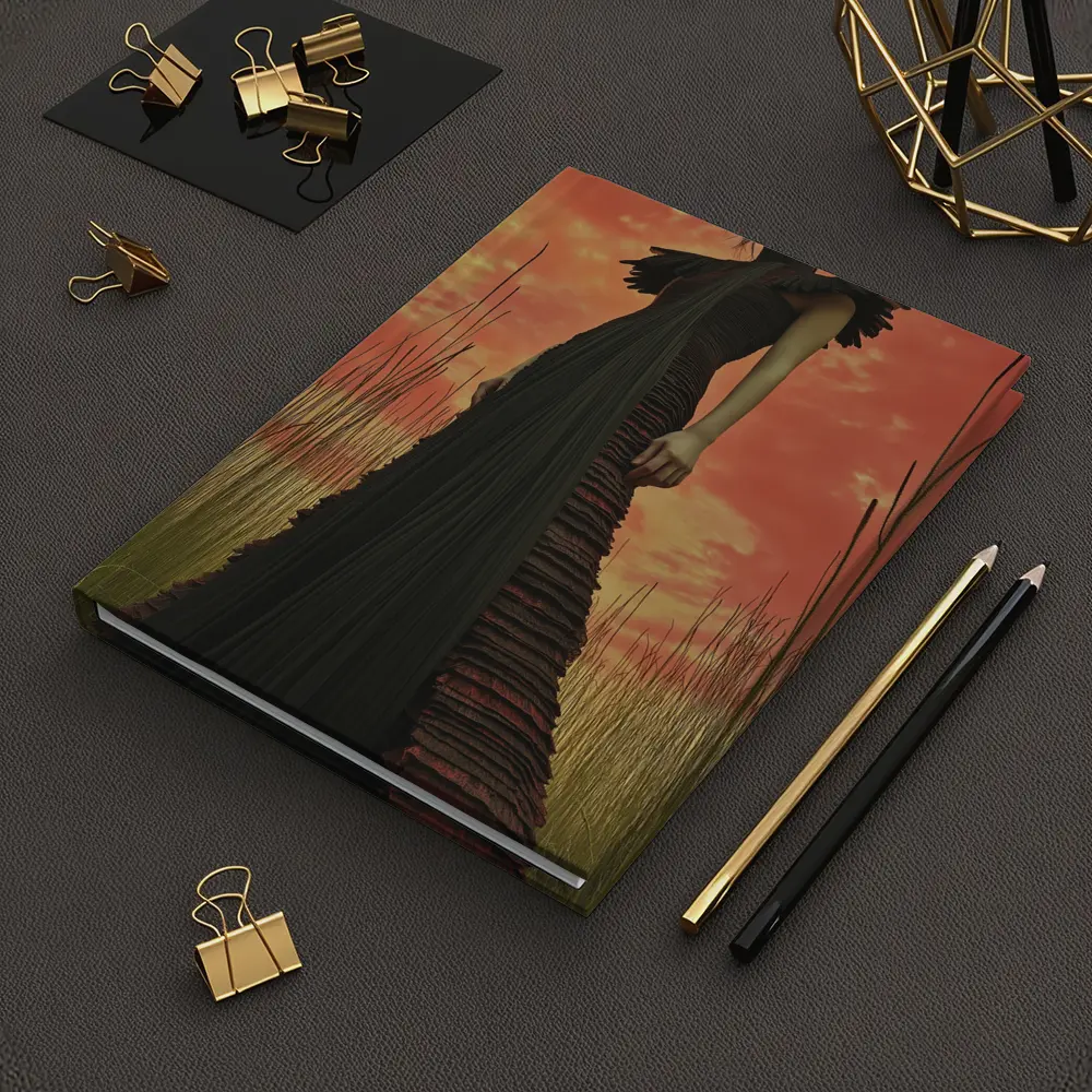 Dark Gown Fashion Portrait Red Sky – Notebooks