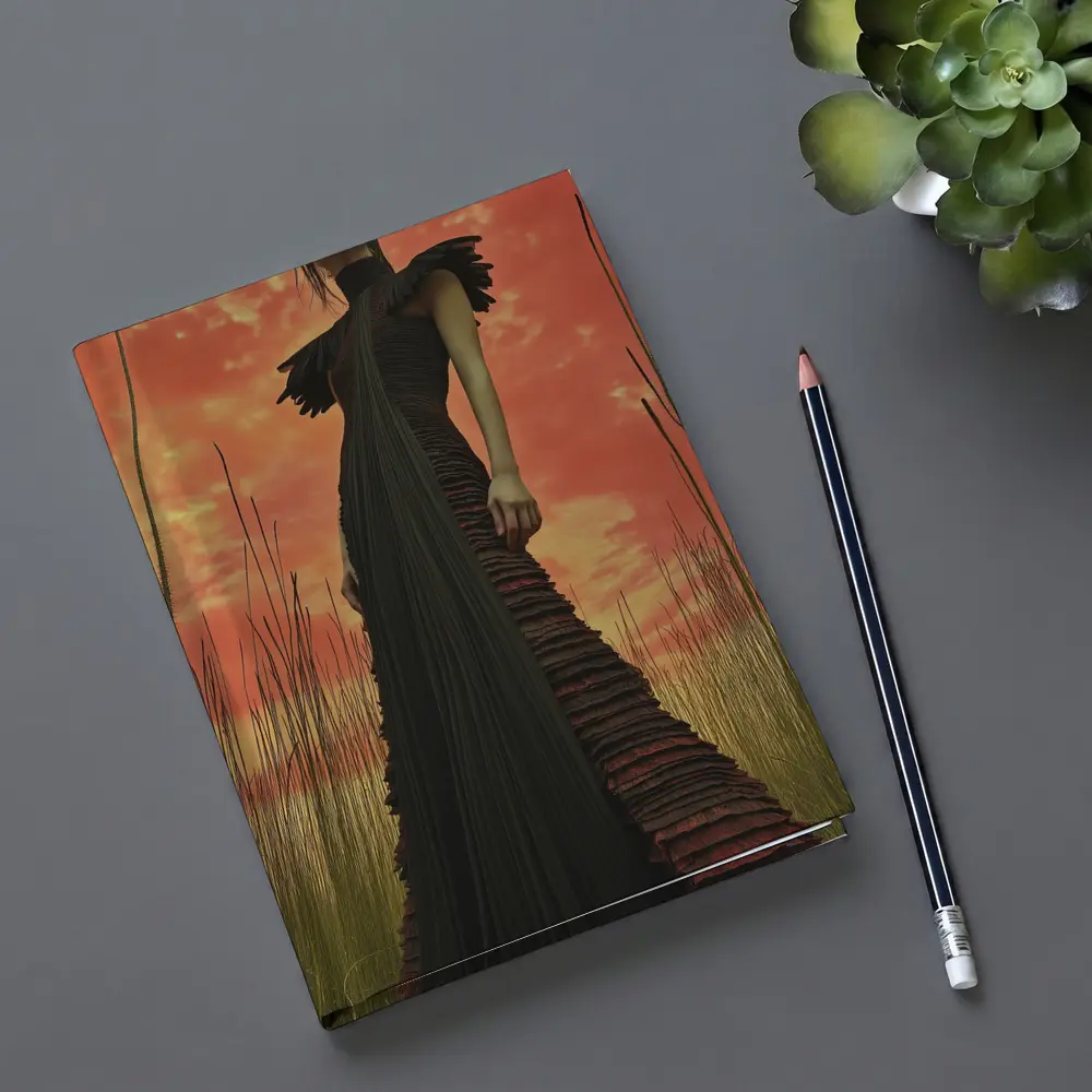 Dark Gown Fashion Portrait Red Sky – Notebooks