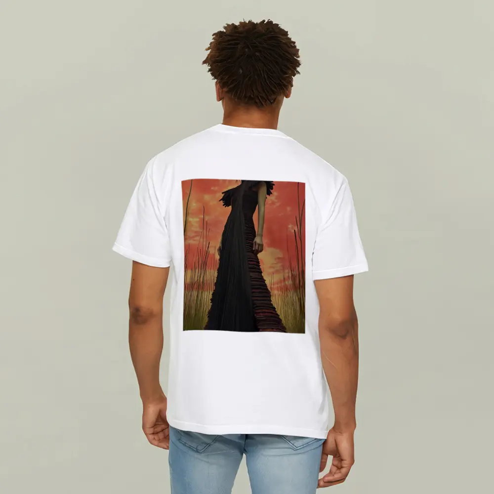 Dark Gown Fashion Portrait Red Sky – T-Shirts
