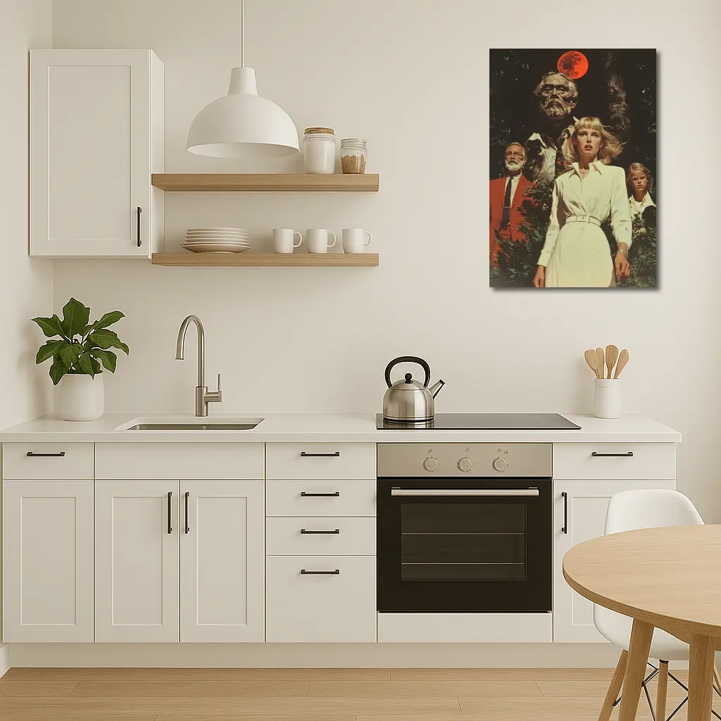Retro Horror Scene Red Moon Night – Wall Art
