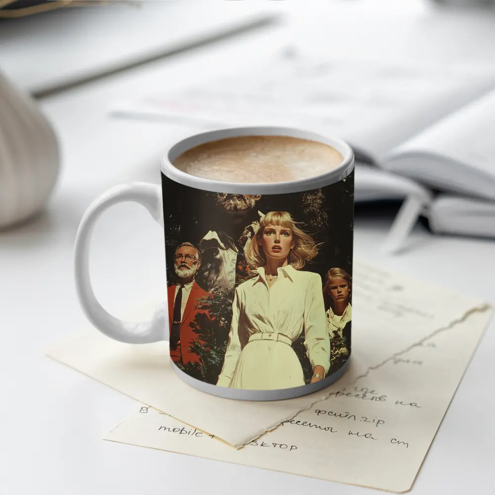 Retro Horror Scene Red Moon Night – Mugs