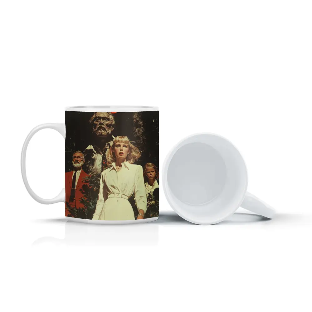Retro Horror Scene Red Moon Night – Mugs