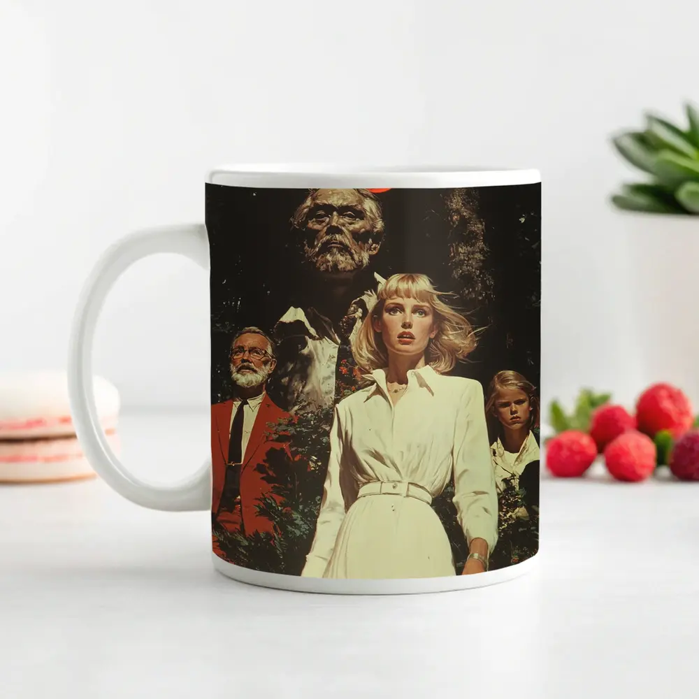 Retro Horror Scene Red Moon Night – Mugs