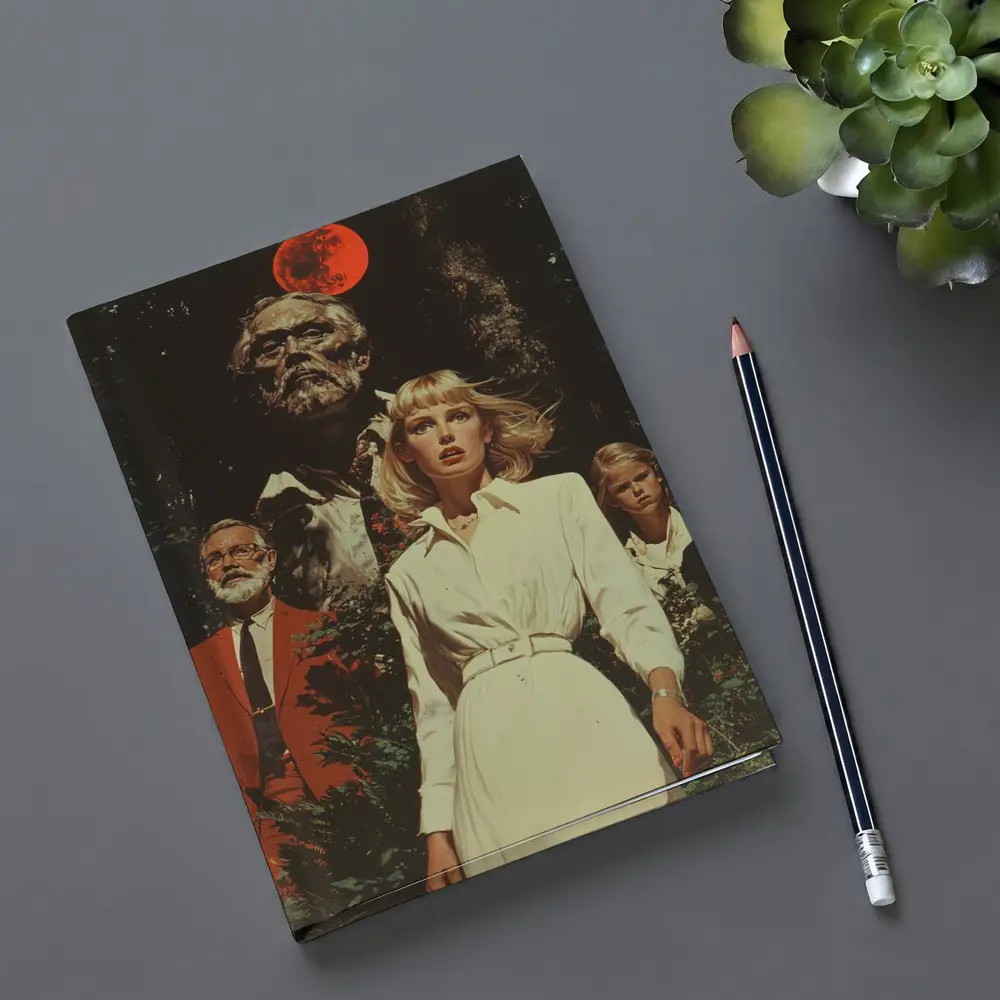 Retro Horror Scene Red Moon Night – Notebooks