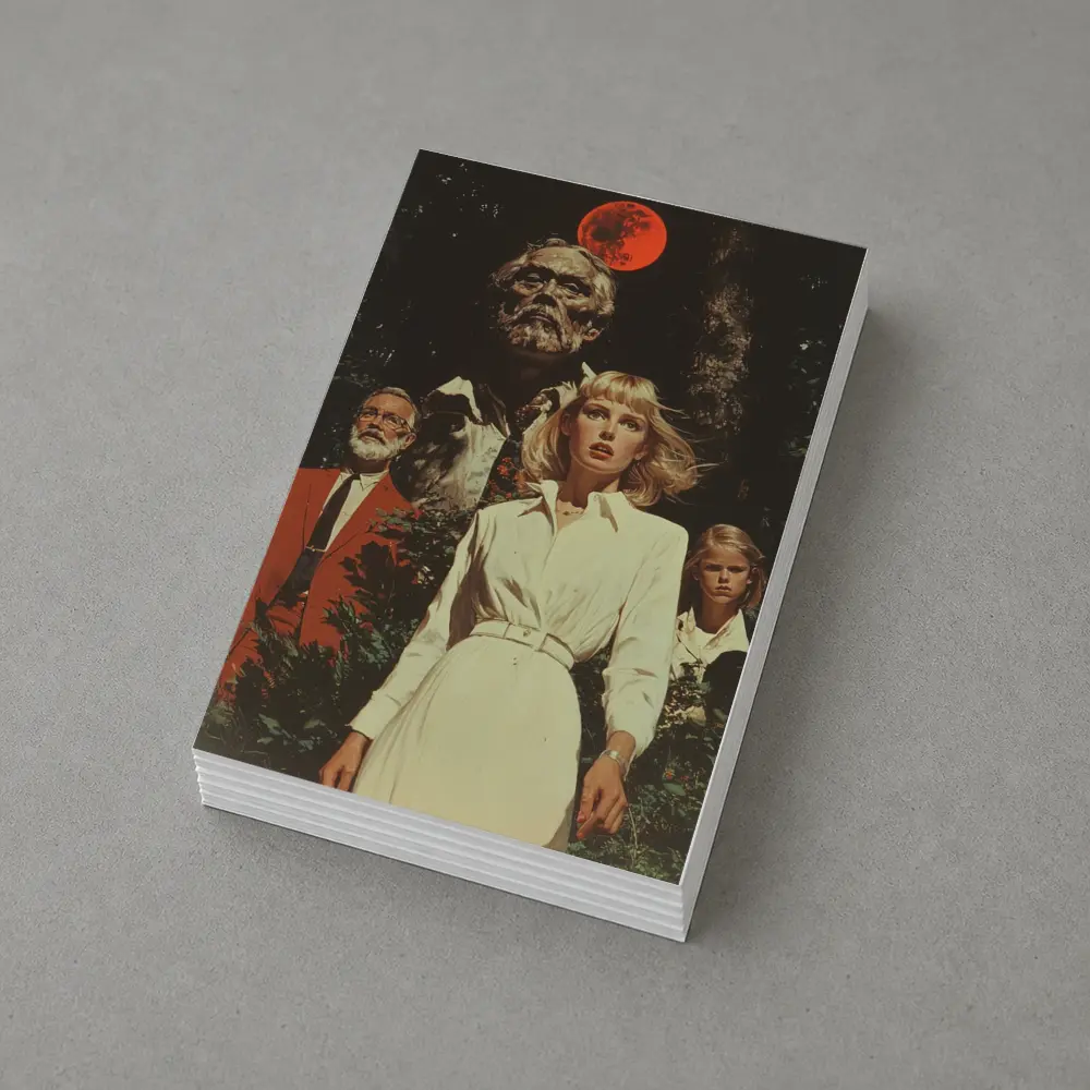 Retro Horror Scene Red Moon Night – Postcards