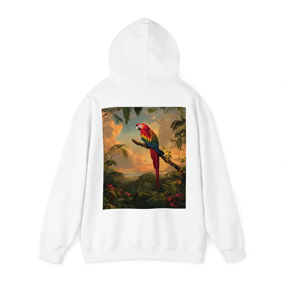 Scarlet Macaw Perched Tropical Jungle Sunset – Hoodies