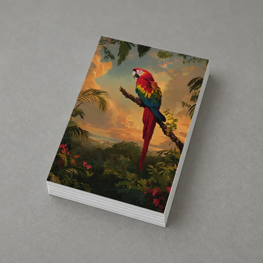 Scarlet Macaw Perched Tropical Jungle Sunset – Postcards