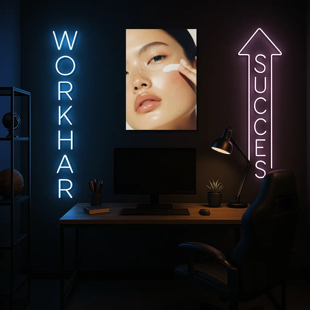 Woman Applying Cream Skincare Beauty Portrait – Wall Art