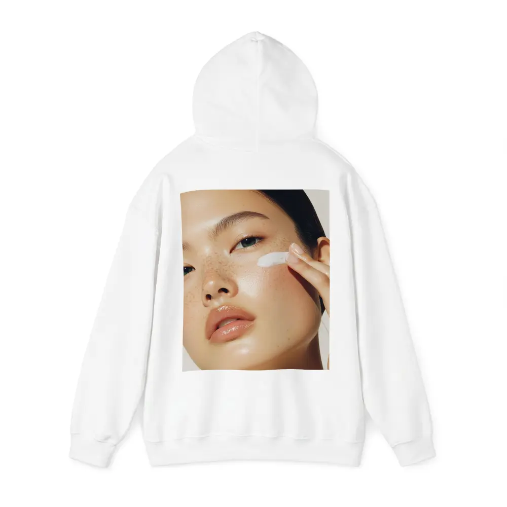 Woman Applying Cream Skincare Beauty Portrait – Hoodies