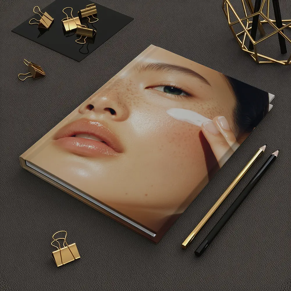 Woman Applying Cream Skincare Beauty Portrait – Notebooks