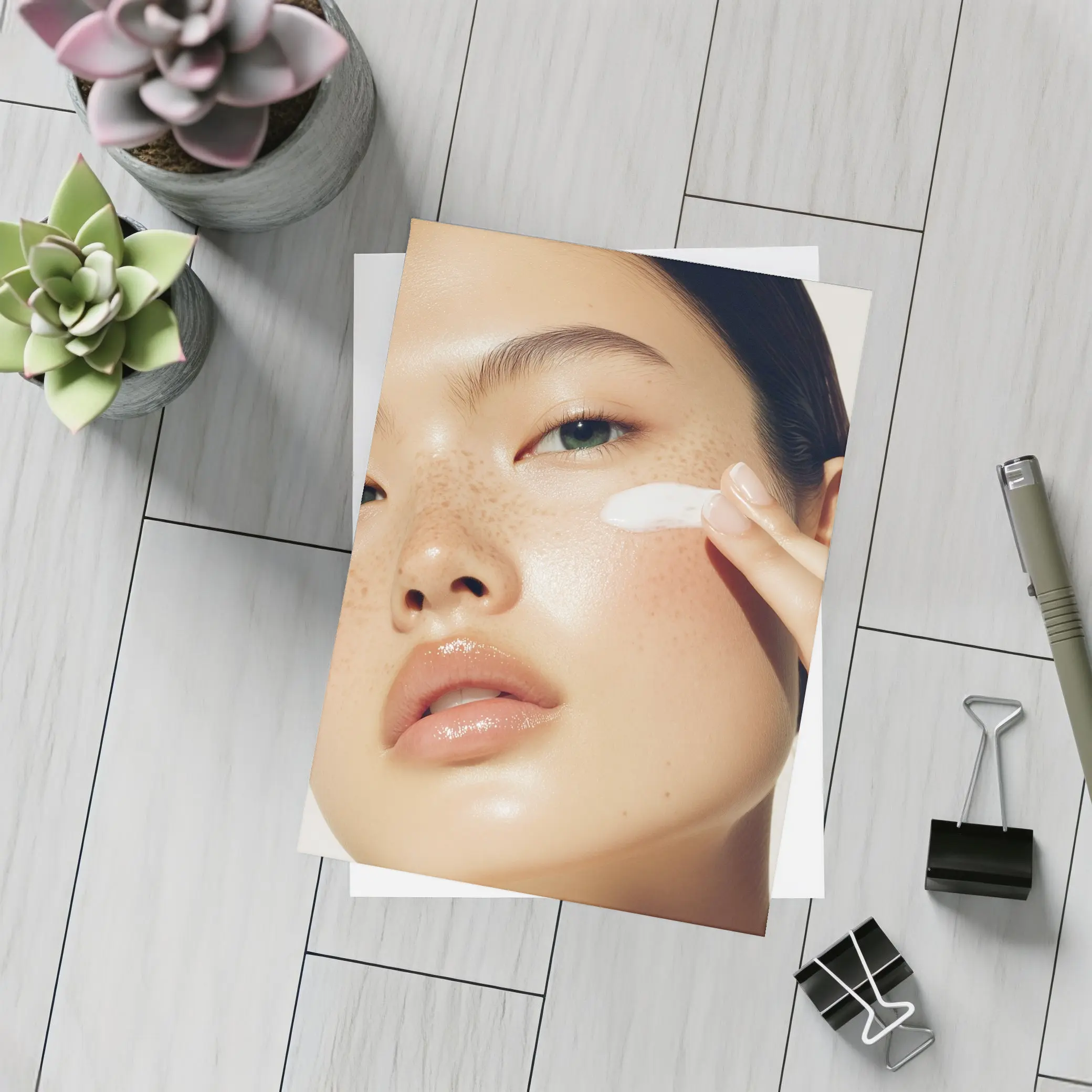 Woman Applying Cream Skincare Beauty Portrait – Postcards