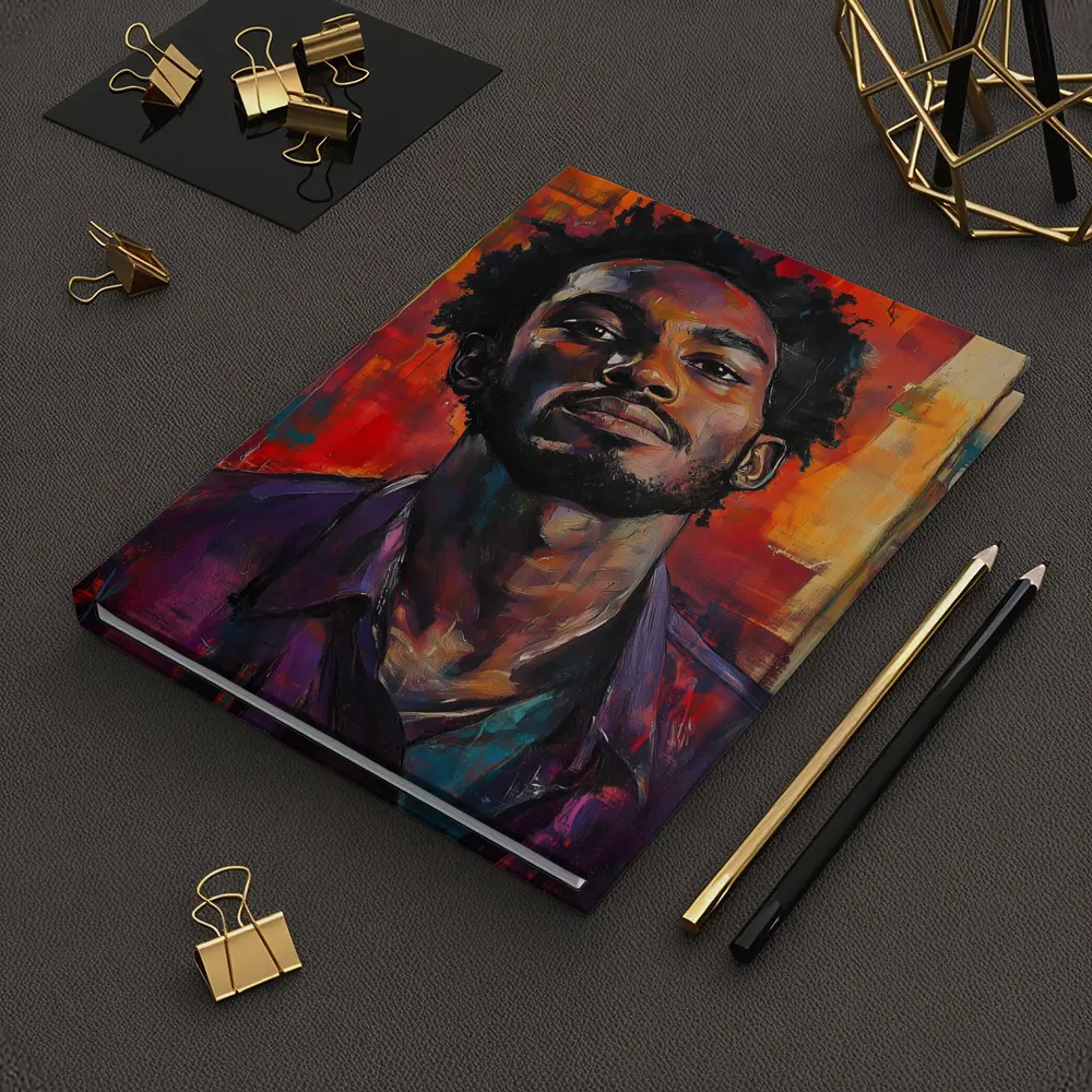 Young Black Man Portrait Abstract Painted Background – Notebooks
