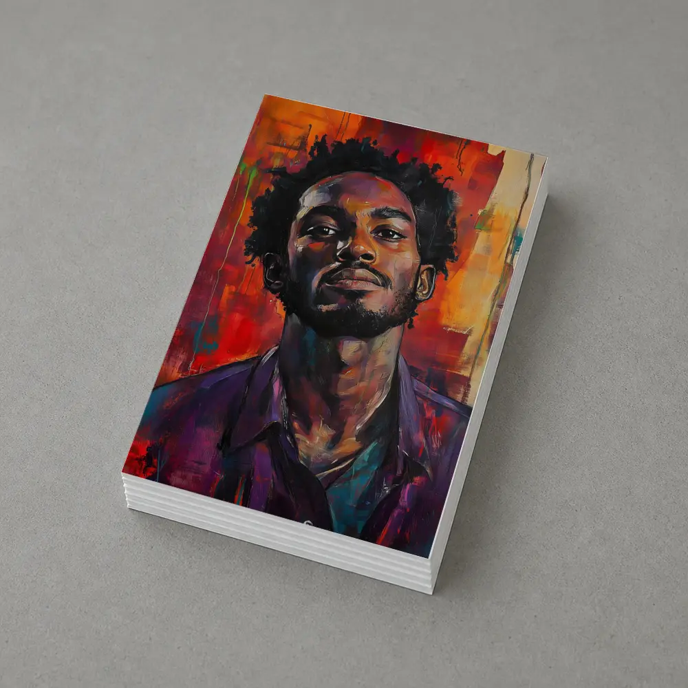 Young Black Man Portrait Abstract Painted Background – Postcards