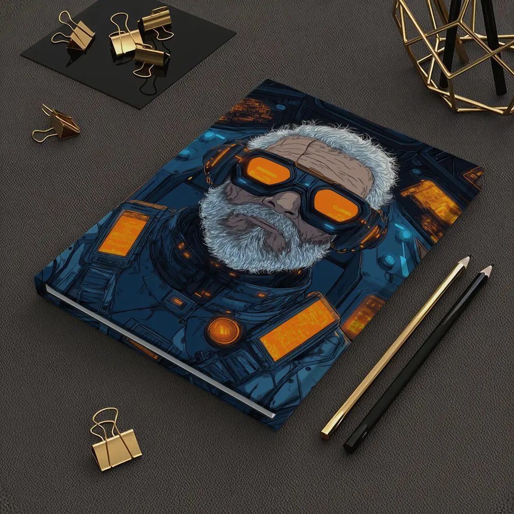 Cyberpunk Old Man Sci Fi Cockpit Art – Notebooks