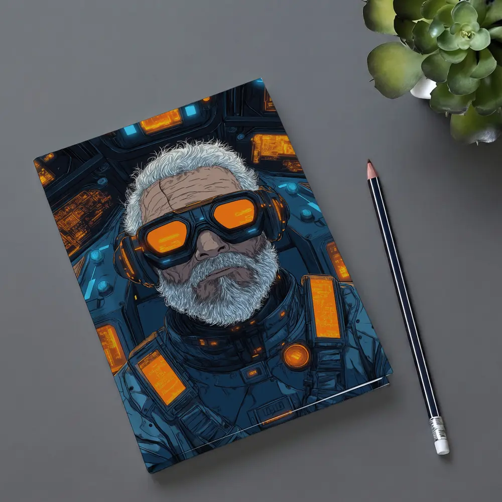 Cyberpunk Old Man Sci Fi Cockpit Art – Notebooks