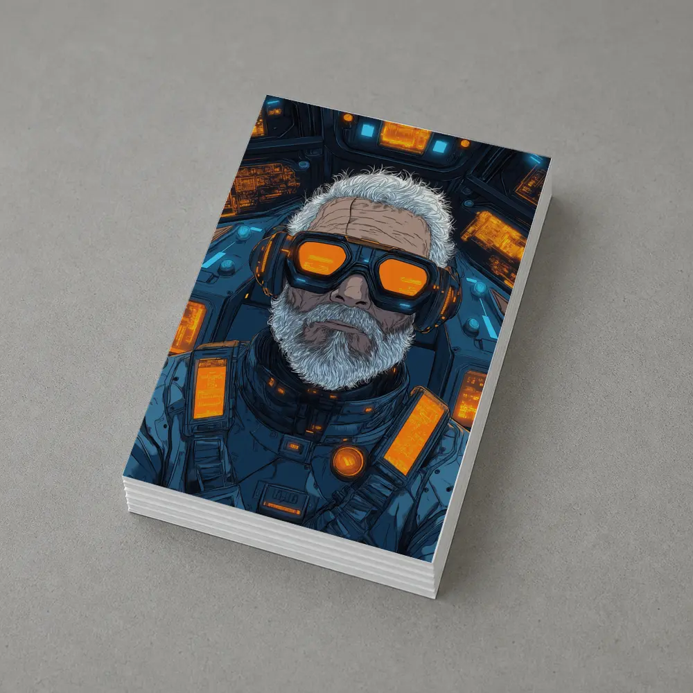 Cyberpunk Old Man Sci Fi Cockpit Art – Postcards