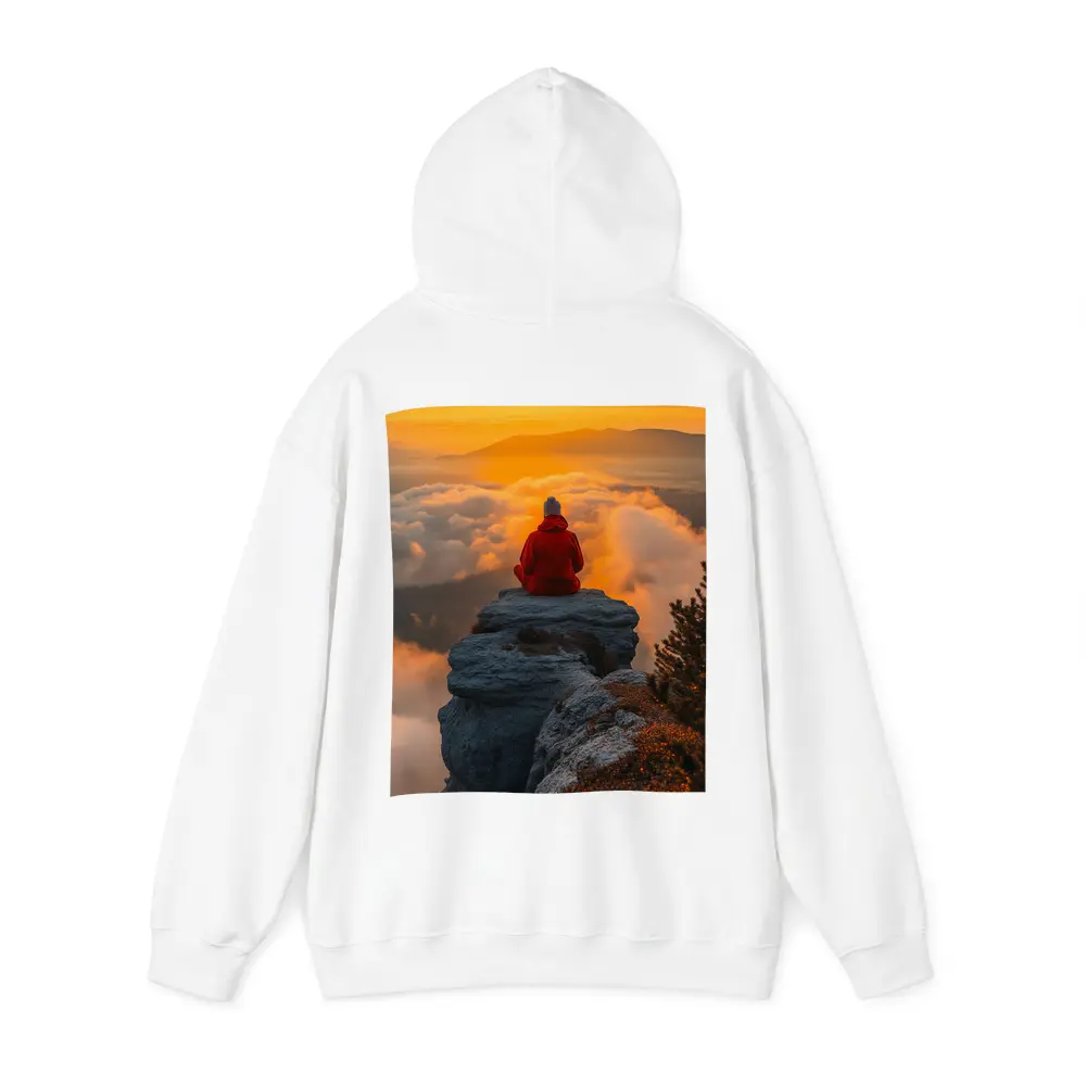 Meditating Person On Rocky Cliff Golden Sunset – Hoodies