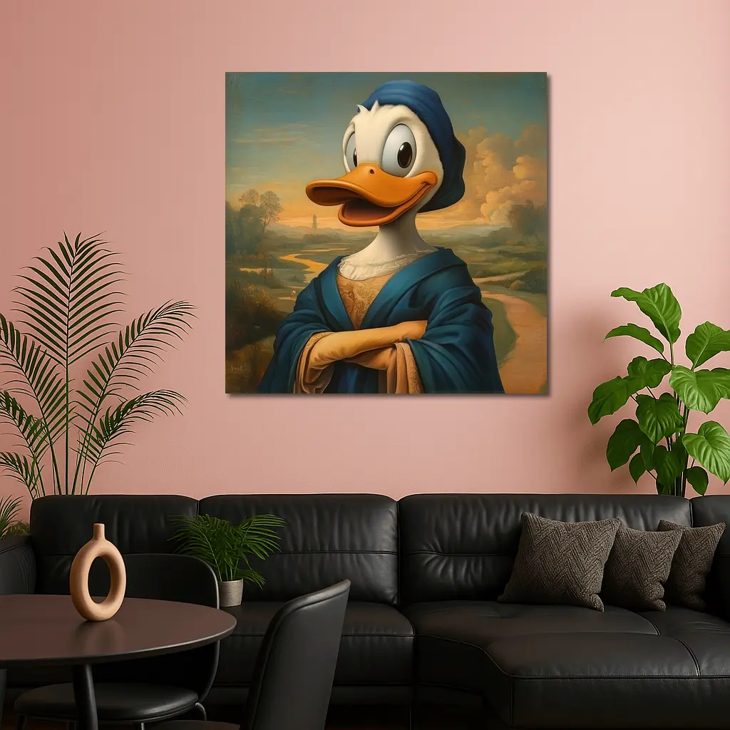 Donald Duck Mona Lisa Renaissance Portrait Painting – Wall Art