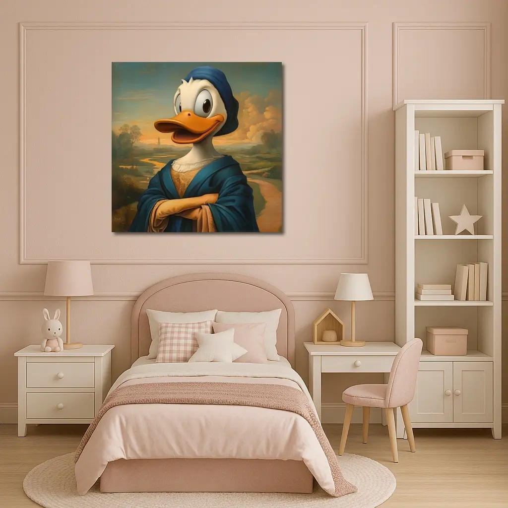 Donald Duck Mona Lisa Renaissance Portrait Painting – Wall Art