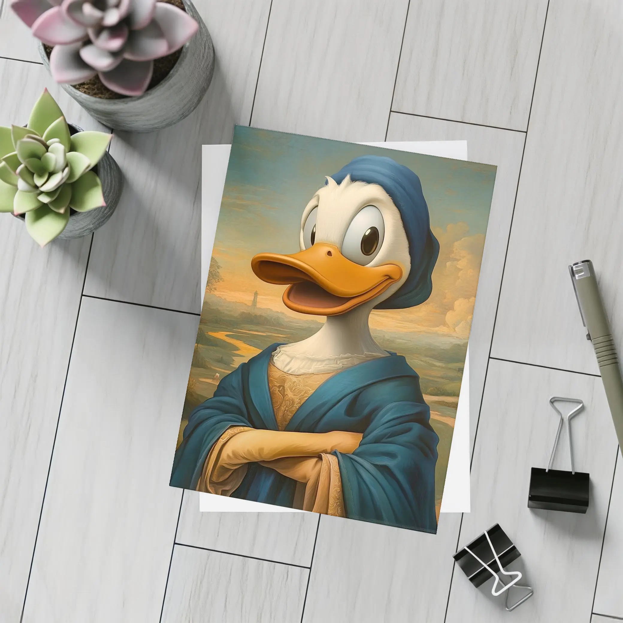 Donald Duck Mona Lisa Renaissance Portrait Painting – Postcards