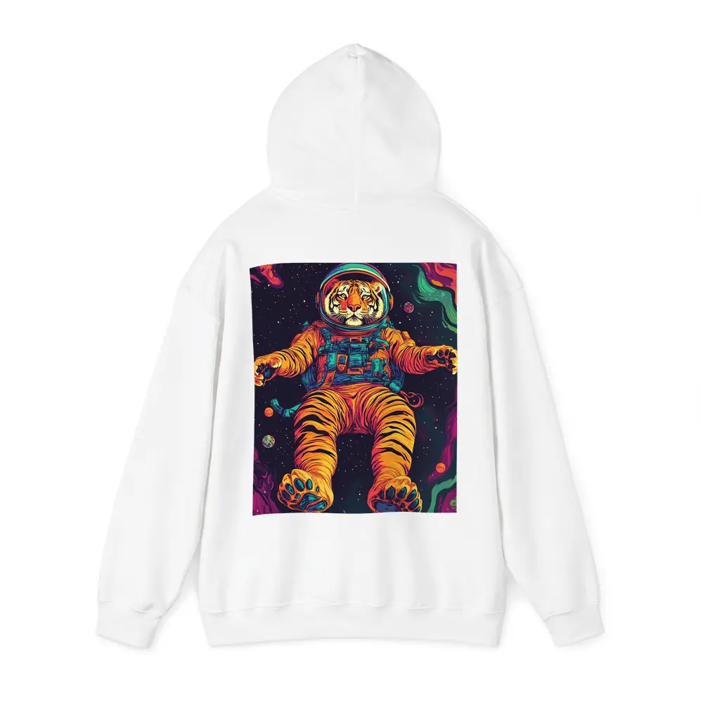 Tiger Astronaut Floating in Colorful Space – Hoodies