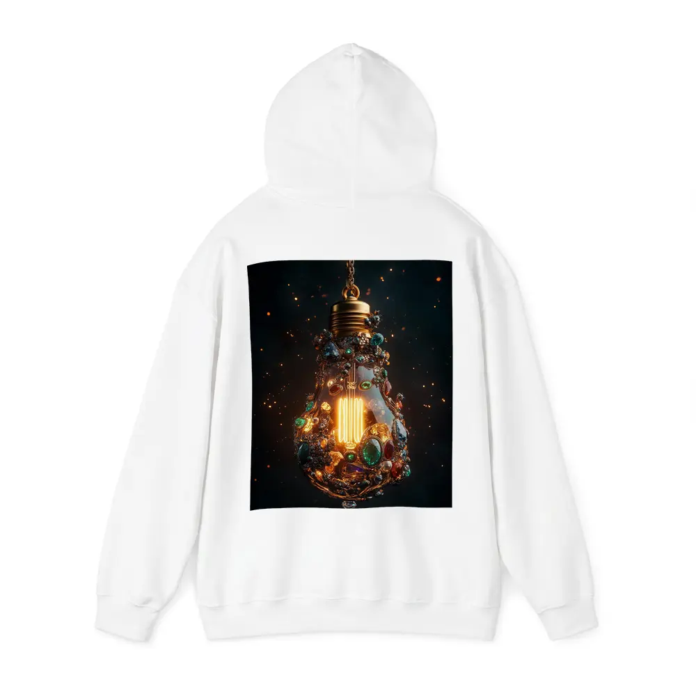Jeweled Light Bulb Glowing Dark Background – Hoodies