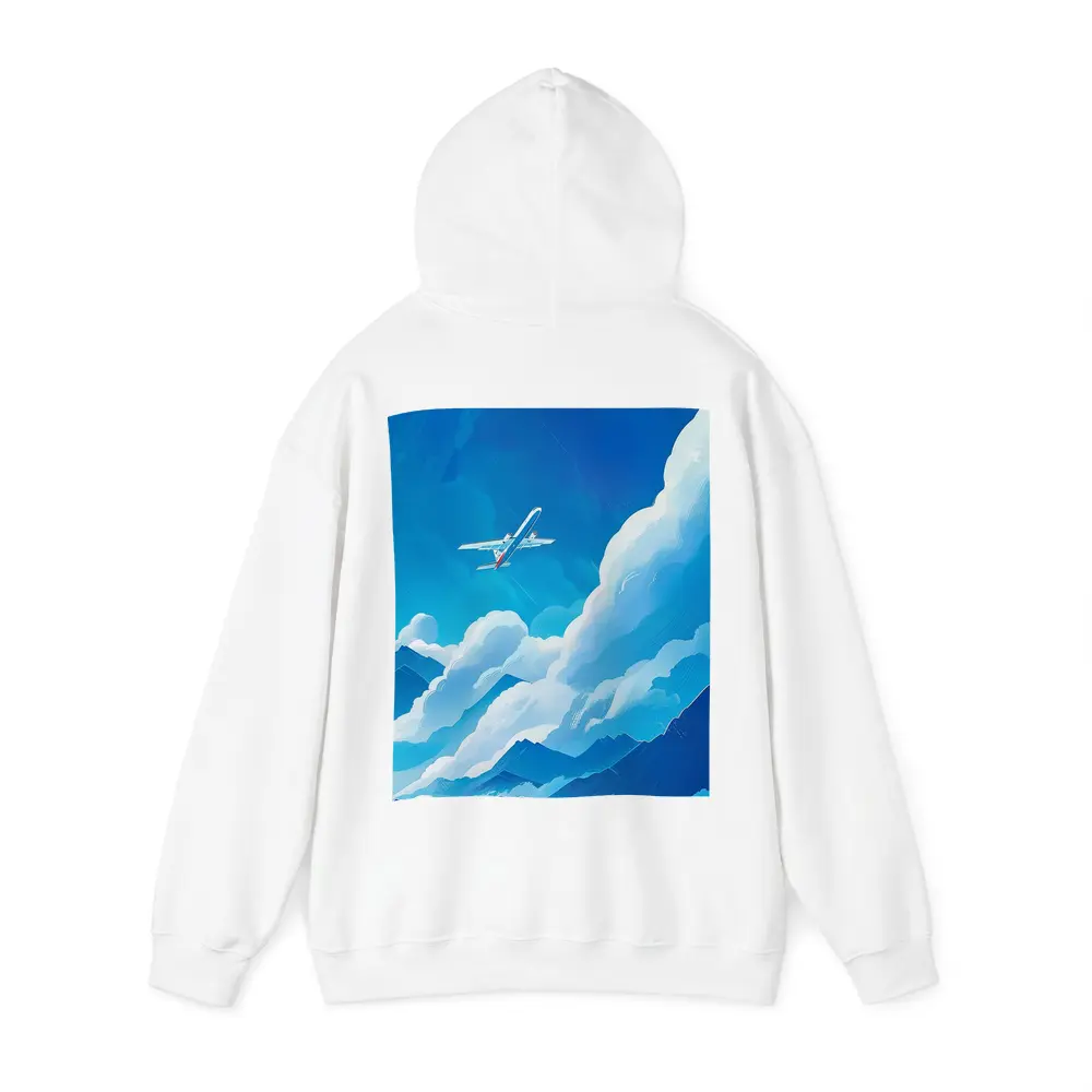 Airplane Flying Over Blue Mountain Clouds – Hoodies