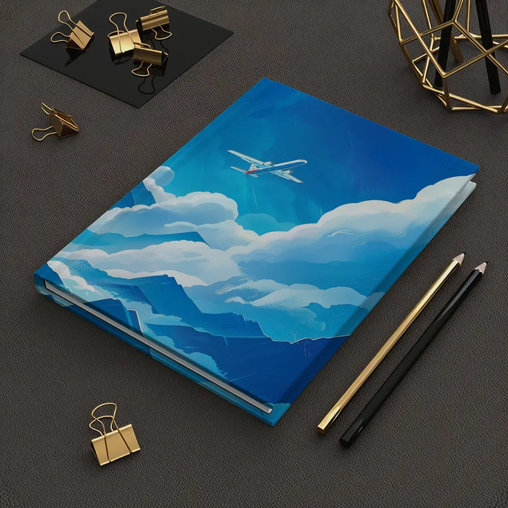 Airplane Flying Over Blue Mountain Clouds – Notebooks