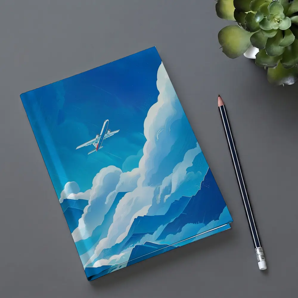 Airplane Flying Over Blue Mountain Clouds – Notebooks