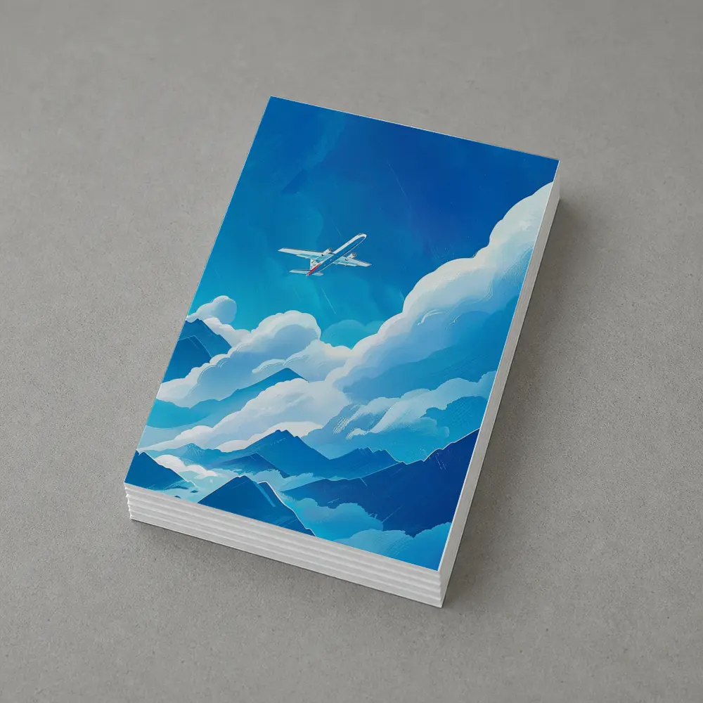 Airplane Flying Over Blue Mountain Clouds – Postcards