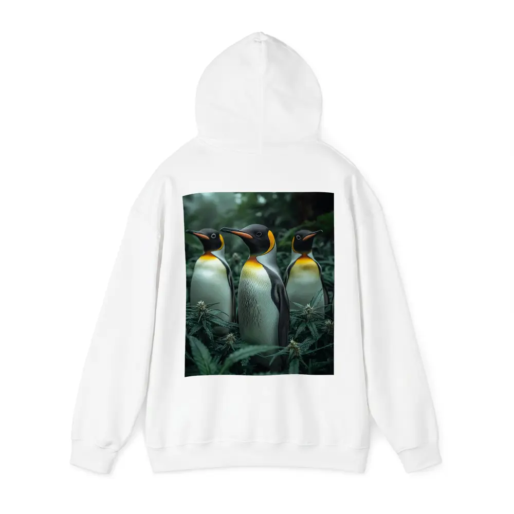King Penguins Standing Among Cannabis Plants – Hoodies