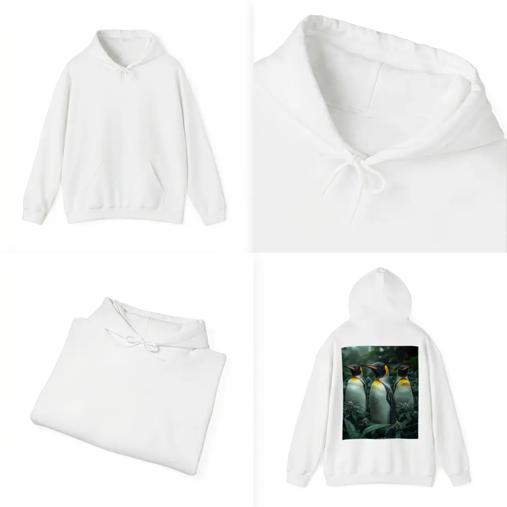 King Penguins Standing Among Cannabis Plants – Hoodies