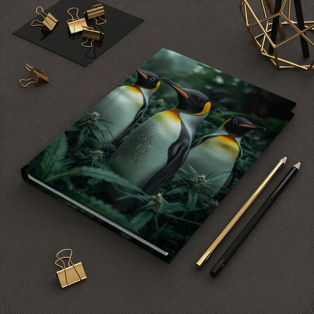 King Penguins Standing Among Cannabis Plants – Notebooks