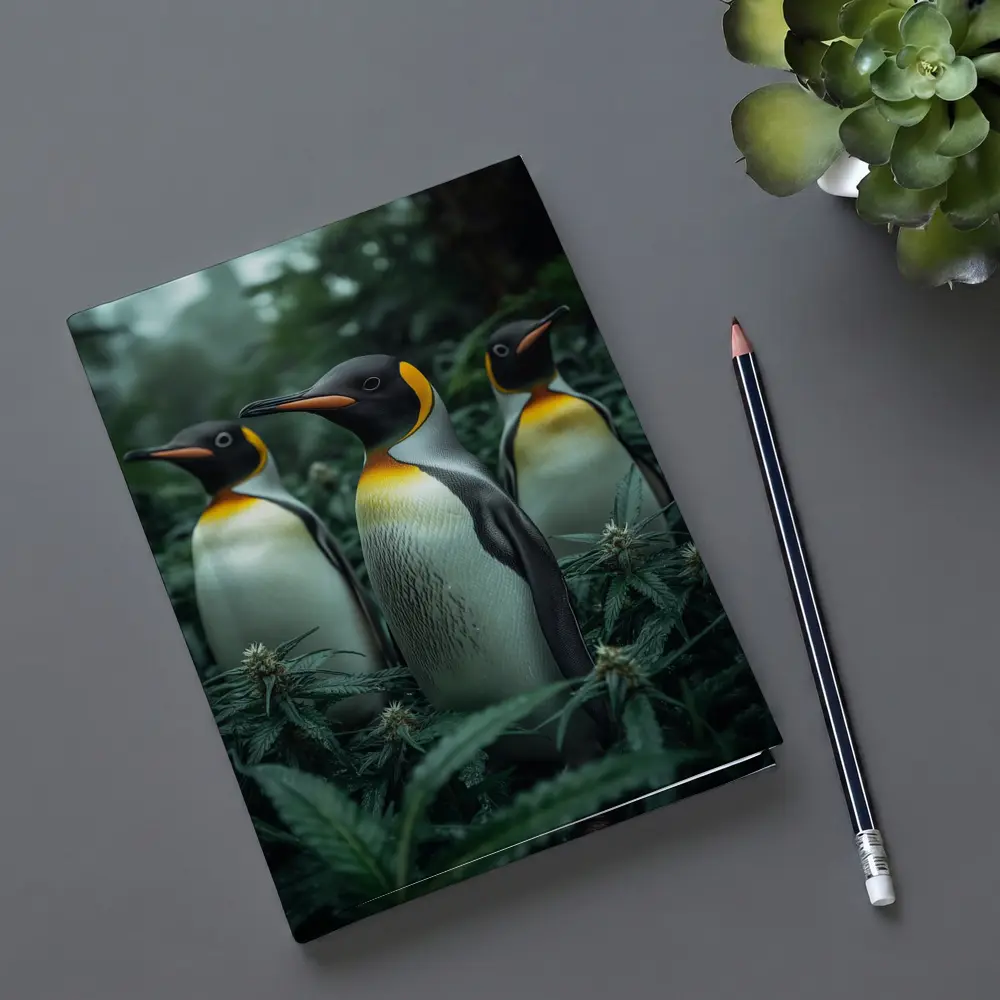 King Penguins Standing Among Cannabis Plants – Notebooks