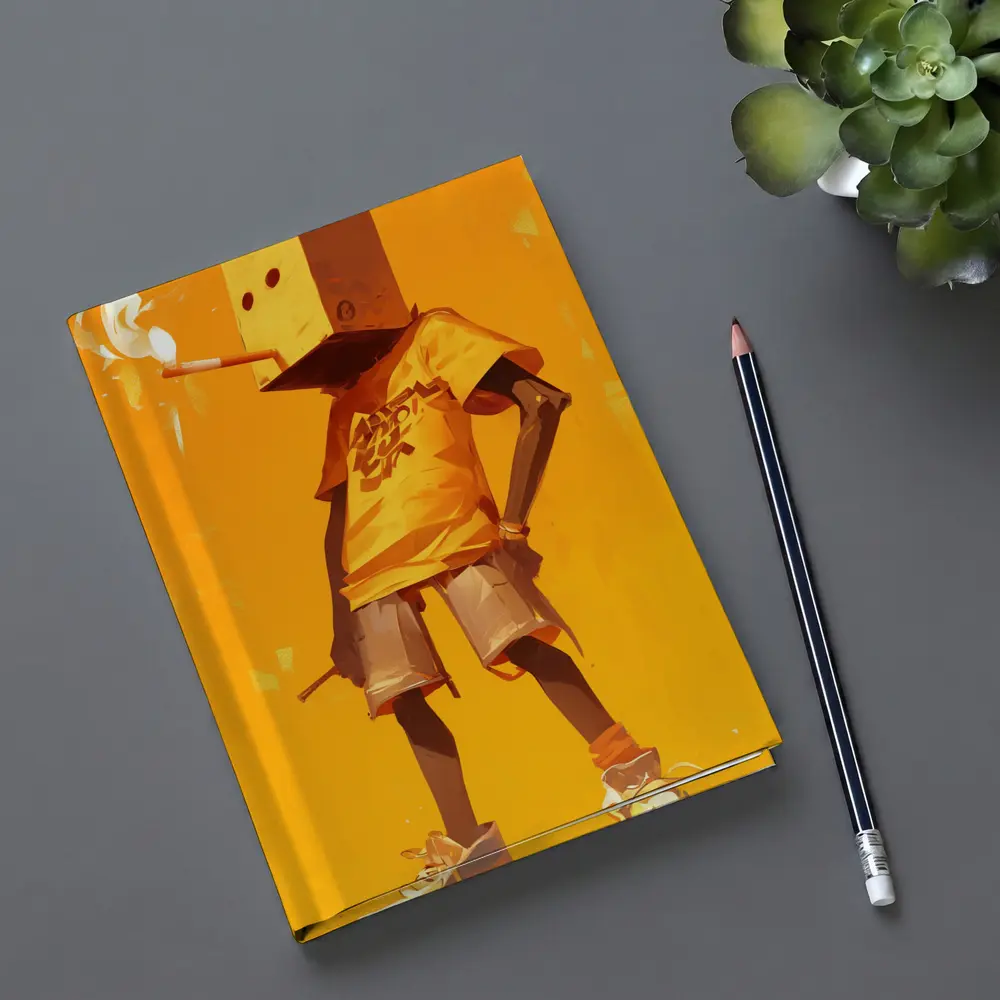 Box Head Character Smoking Yellow Urban Art – Notebooks