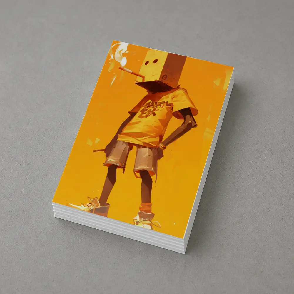 Box Head Character Smoking Yellow Urban Art – Postcards