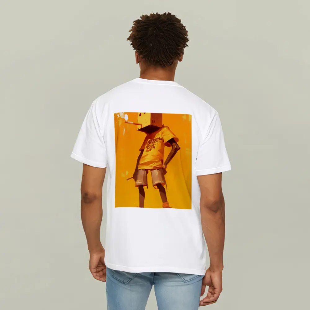Box Head Character Smoking Yellow Urban Art – T-Shirts