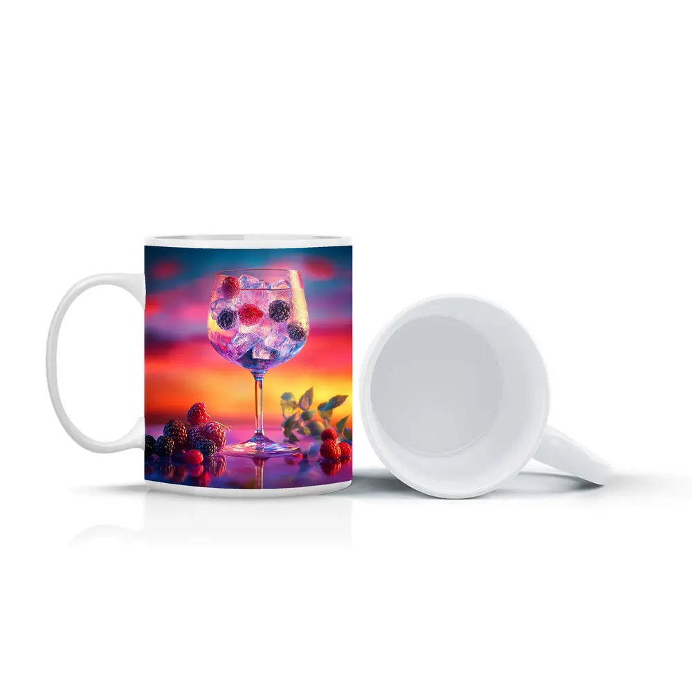 Berry Cocktail Glass Sunset Sky Background – Mugs