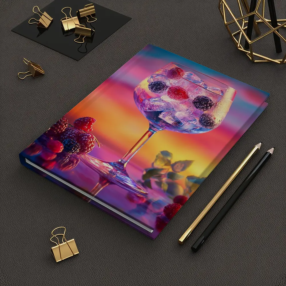 Berry Cocktail Glass Sunset Sky Background – Notebooks