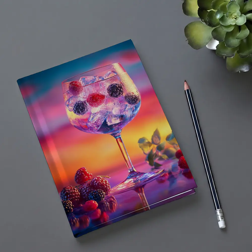 Berry Cocktail Glass Sunset Sky Background – Notebooks