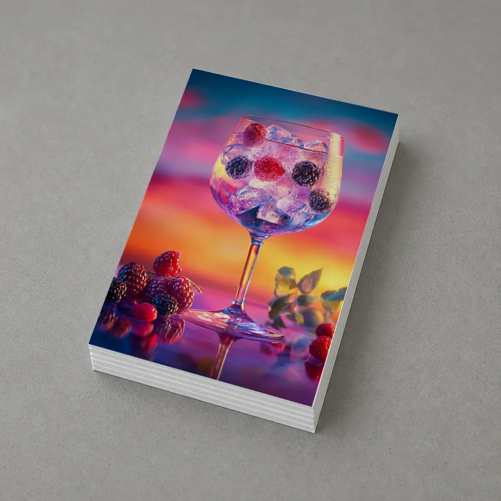 Berry Cocktail Glass Sunset Sky Background – Postcards