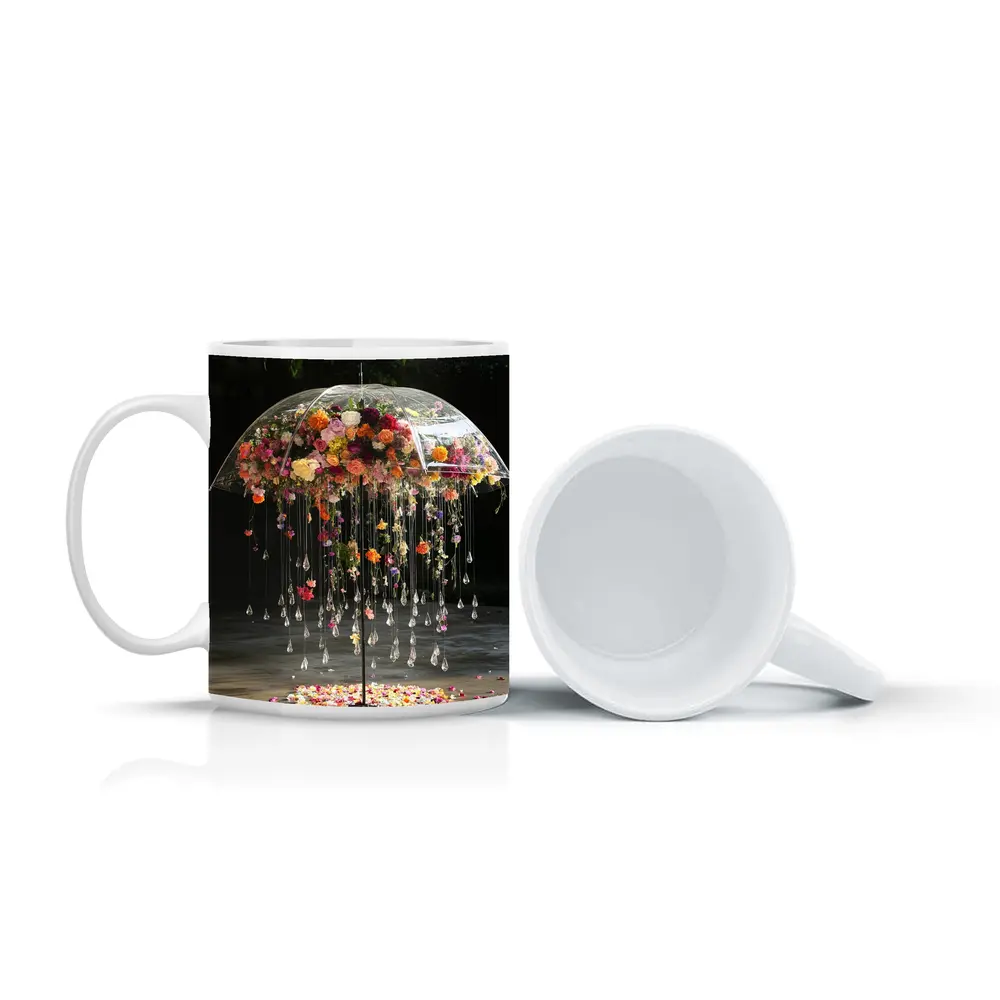 Floral Umbrella Crystal Drops Garden Installation Art – Mugs