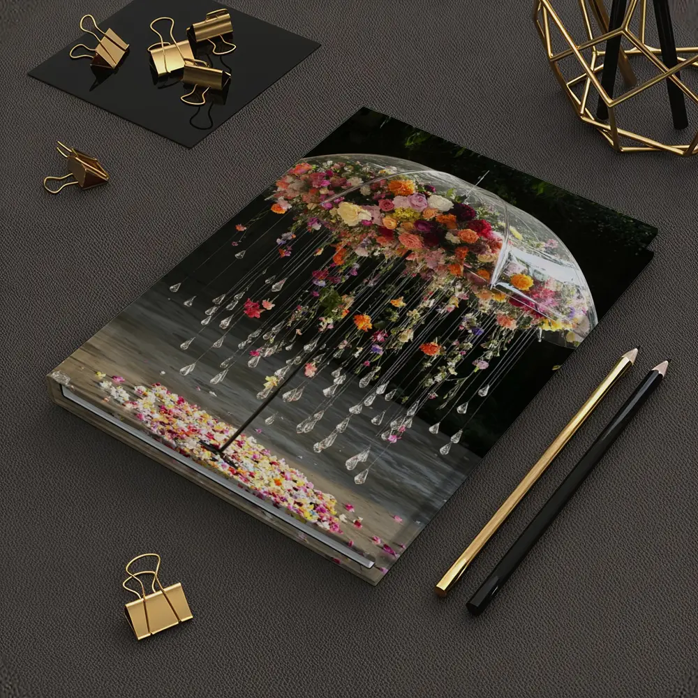 Floral Umbrella Crystal Drops Garden Installation Art – Notebooks