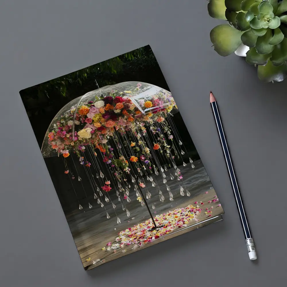 Floral Umbrella Crystal Drops Garden Installation Art – Notebooks