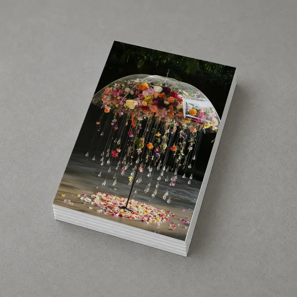 Floral Umbrella Crystal Drops Garden Installation Art – Postcards