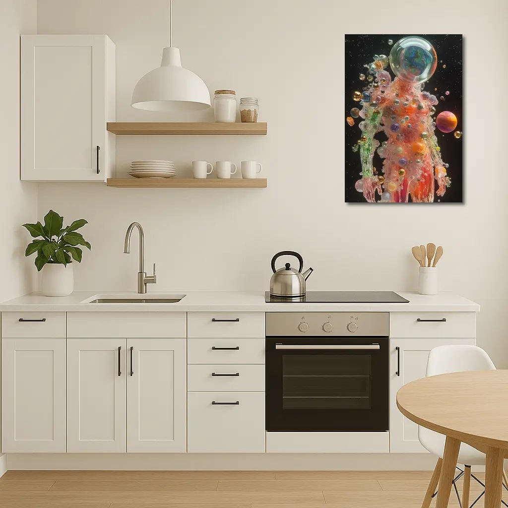 Glass Human Figure Cosmic Planets Space – Wall Art