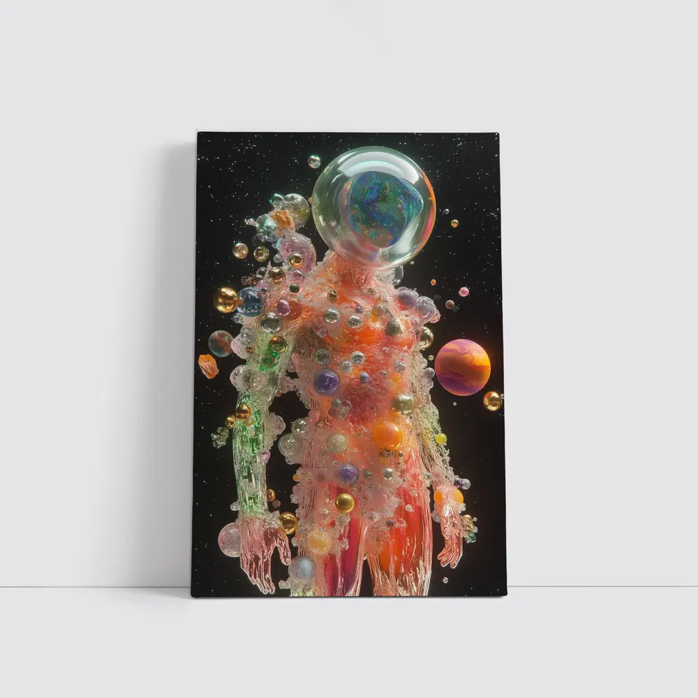 Glass Human Figure Cosmic Planets Space – Wall Art