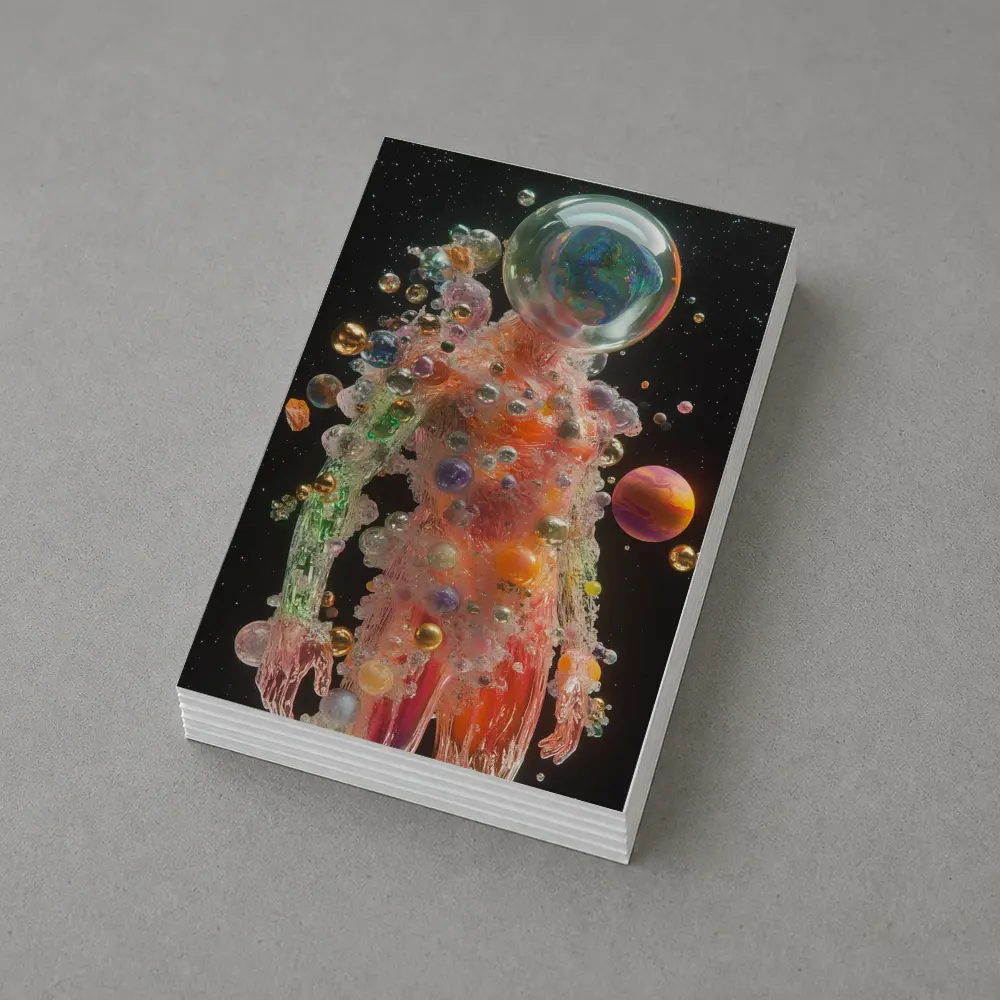 Glass Human Figure Cosmic Planets Space – Postcards